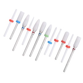 Hiraith Ceramic Nail Drill Bit 10 x 10 x 3 12 Pieces Ceramic Cutter Drill Bit Grinder Cutter Files Bit Nail Drill Set
