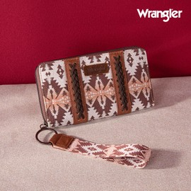 Wrangler Wristlet Western Wallet Boho Aztec Credit Card Holder for Women Light Coffee Minimalist WG2203-W006LCF