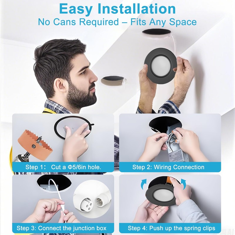 Lightdot 6 Pack 6 Inch LED Gimbal Recessed Lighting, 360°+90°