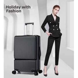 feilario Expandable Hardside 360° Spinner Wheel Luggage - Waterproof ABS Carry-On Suitcase with USB Charge & TSA Lock for Business and Travel