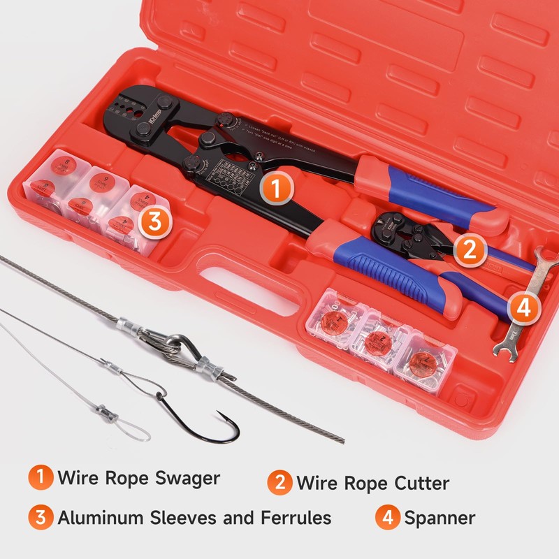 iCrimp Wire Rope Crimping Tool with Wire Rope Cutter and