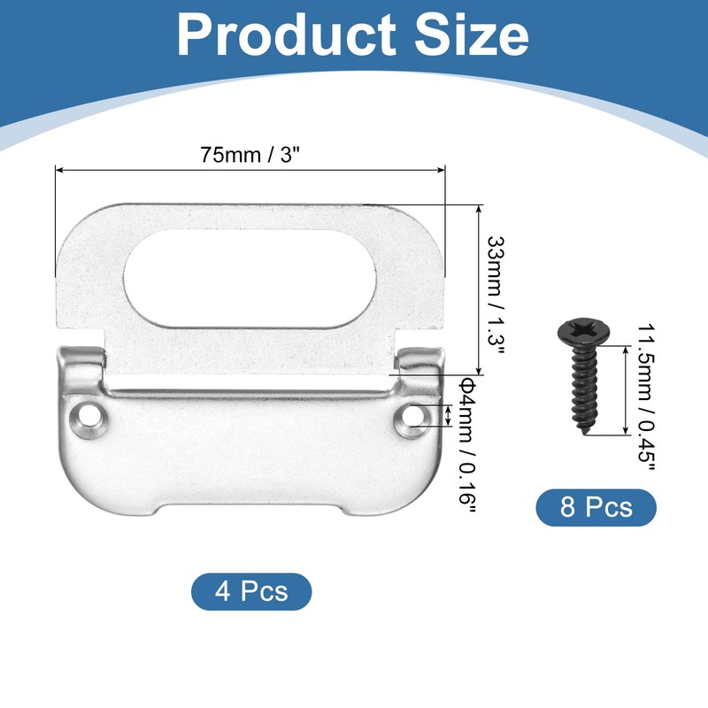 PATIKIL Recessed Pull Door Handle, 4 Pack Invisible Flush Pull