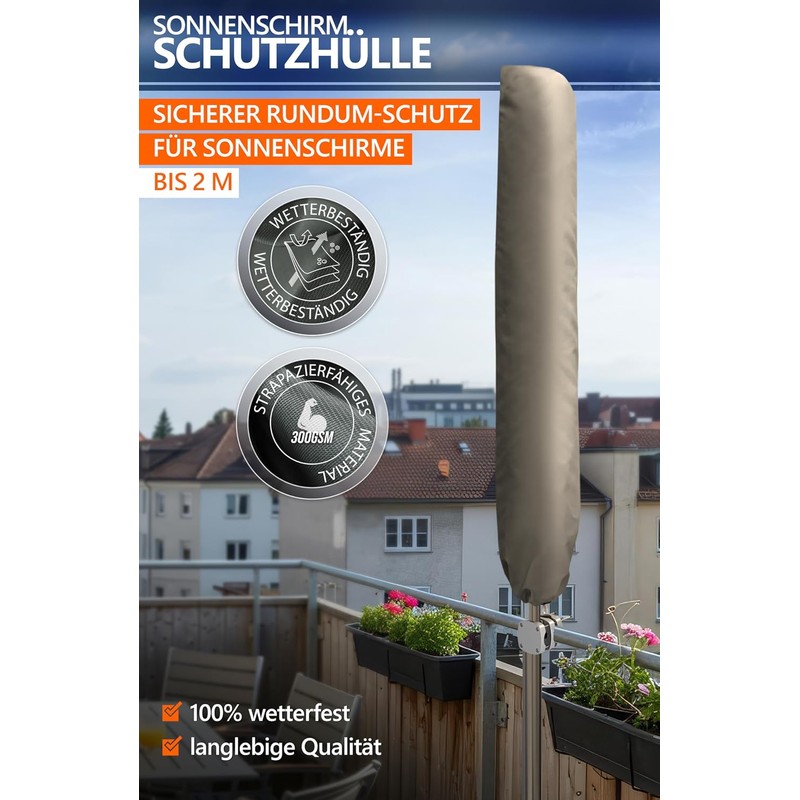 4smile Funda protectora para sombrilla, color gris topo, resistente, 2
