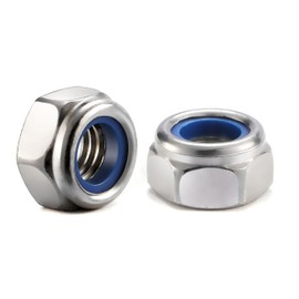 M6 x 1.0mm Nylon Insert Hex Lock Nuts 100Pcs 304 Stainless Steel Locknuts, Hex Drive, Bright Finish, by SG TZH
