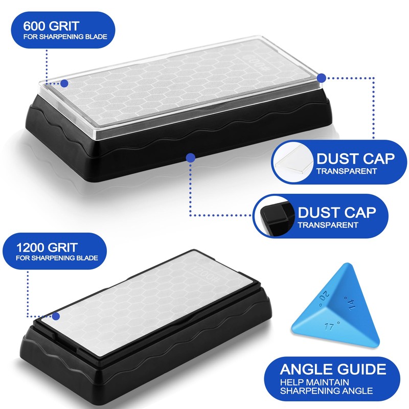 Double-sided Diamond Sharpening Stone,Knife Sharpening Stone with Extra Fine 1200/Coarse