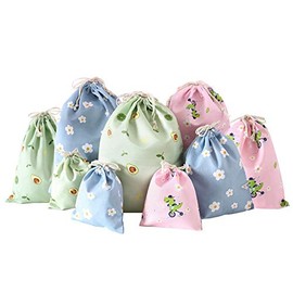 Heiqlay Drawstring Bags, 9pcs Pouches Drawstring, Reusable Breathable Storage Pouches with Drawstring, Drawstring Pocket for Storage, Small Gifts, Candy, Travel Clothes Socks
