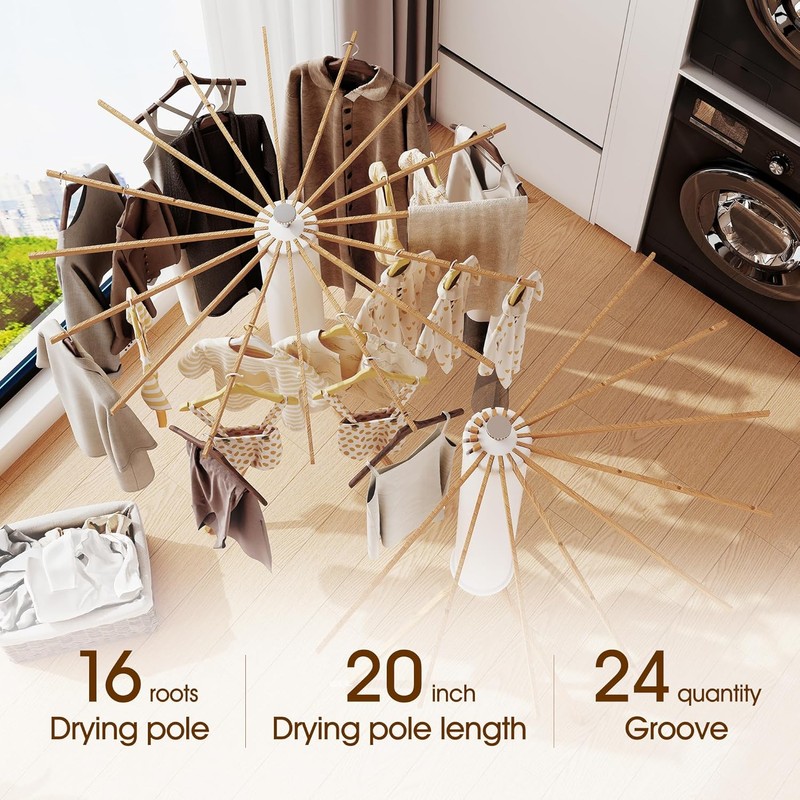 Clothes Drying Rack Foldable,Laundry Drying Rack,Drying Rack Clothing(16 Wood Poles),Clothes