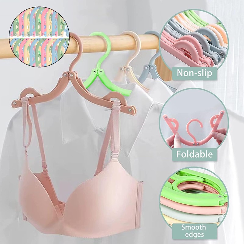 16 x Foldable Hangers with Non-Slip Surface in Four Colours,