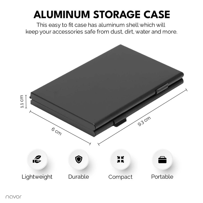 navor 21-in-1 Portable Aluminum SIM Card Holder, 4 x SIM