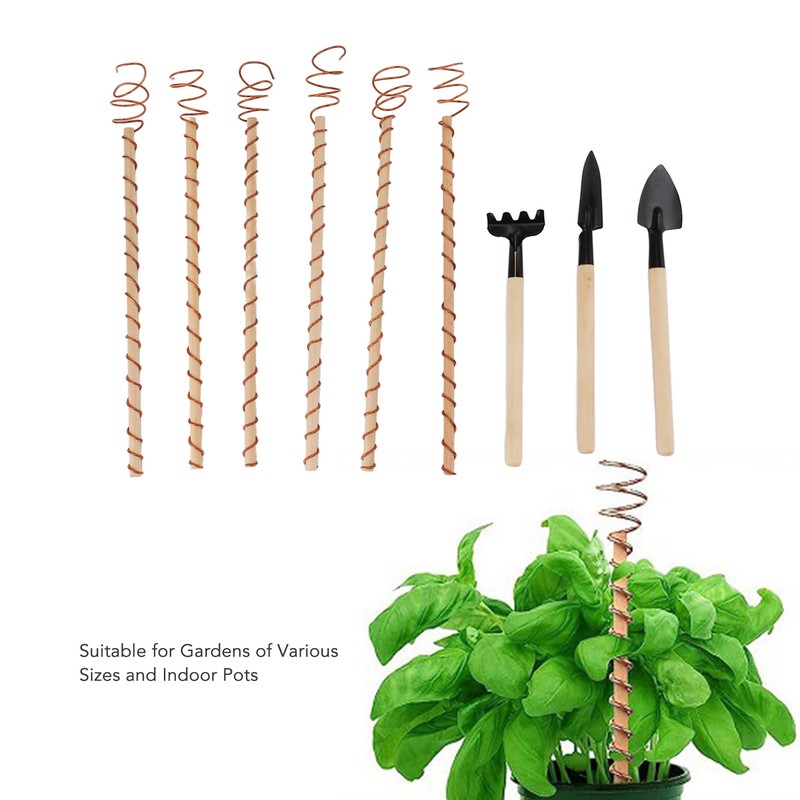 6PCS Electroculture Plant Stakes 10 Inch Natural Wood Stake Wrapped