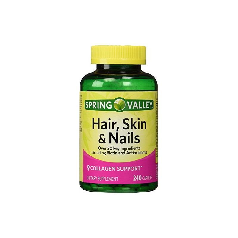 Spring Valley - Hair, Skin & Nails, Biotin-Collagen-Gelatin, 240 Caplets