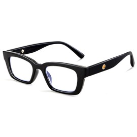 FEISEDY Nerdy Minimalist Design Rectangle Anti-Blue Light MEN WOMEN Nerdy Reading Glasses Computer Reader B9010（Black, 3.0x)