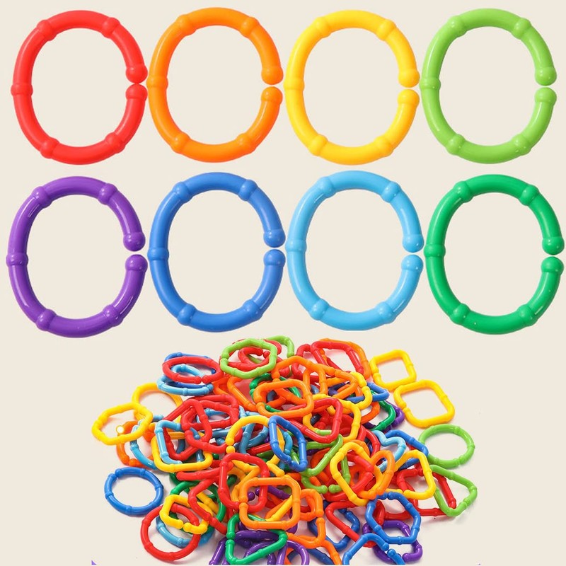COLVWOFA 50PCS Baby Rings Toy Links Plastic Babies Teething Ring