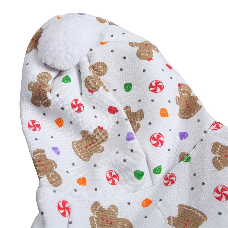 Christmas Dog Hoodie White Background Print Cute Gingerbread Man Dog