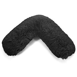 HOMES-LINEN Teddy V Shaped Complete V Pillow or V Case Only For Neck Maternity Back Support Soft Warm Plush Cosy Fleece V Shape Cover (Teddy Cuddles Black, Teddy Cover Only)
