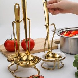 Spoon Rest Holder, Stainless Steel Vertical Lid and Spoon Rest Soup Spoon Rest Cooking Utensils Stand Soup Ladle Holder for Kitchen Cookware Hot Pot Fast Food Restaurant Decor