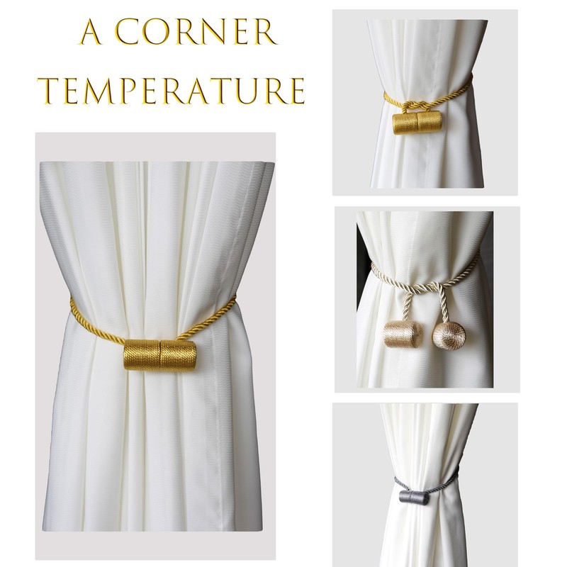 4 Pack Magnetic Curtain Tiebacks, Decorative Curtain Holdbacks for Window