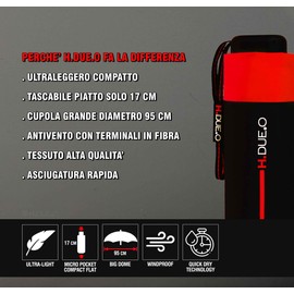 H.DUE.O Mini Pocket Umbrella Windproof Robust [Only 17 cm] Travel Umbrella, Small Portable Umbrella, Ultralight, Quick Drying [Tourister], red