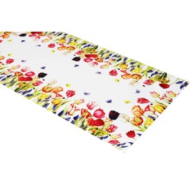 Kamaca Series Tulips and Butterflies Tablecloth, High-Quality Print Motif with Wonderful Flowers