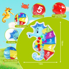 JoyPlus Colour Sorting Game Fidget Toy, Squeezable Colours Sorting Toy, Seahorse Shape Gel Filled Anti Stress Autism Toy, Fidget Squishy Toy Anxiety ADHD Toy Soothing for Stress Anxiety