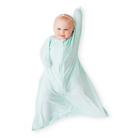 bebon Transition Swaddle - Baby Wearable Blanket - Cozy Sleep Sack, Wrap with 2-Way Zipper - 95% Bamboo Viscose, 5% Spandex (Dreammint, Medium 6-12 Month)