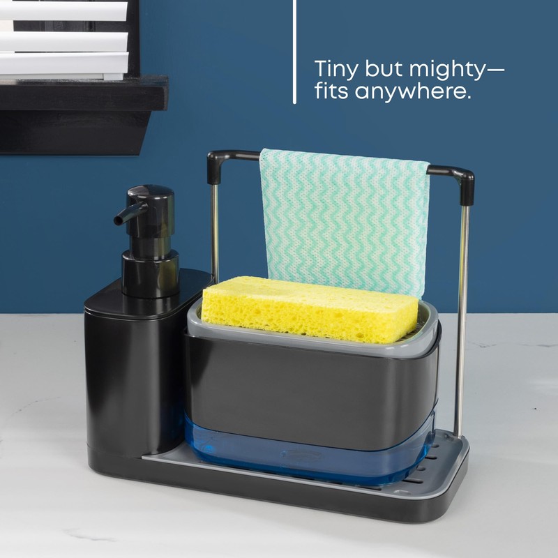 Fineway 3-in-1 Automatic Refillable Soap Dispenser Set with Sponge Holder,