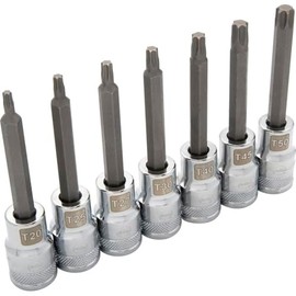 Tools 1/2" Drive 7 Piece Long, Torx Socket Set, T20 - T50, Mfr: D018017-A
