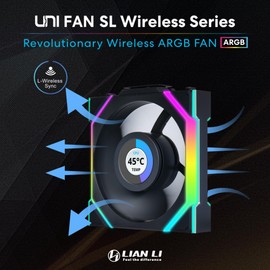 Lian Li UNI Fan SL LCD Wireless (Reverse Blade) 120mm ARGB Fan - Triple Pack - 1.6" LCD Display - 2.4 GHz Wireless Signal for RGB & Fans Control - Controller Included & Required - Black(12RSLLCD1W3B)