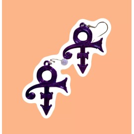 Symbol Purple Prince Symbol 3D Printed Music Inspired Dangle Earrings