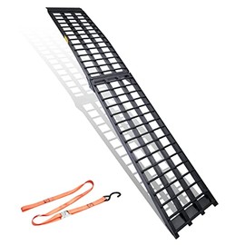 FACHNUO 9FT Truck Ramp 17.7" W Arched Foldable Aluminum Ramps for Heavy Duty ATVs UTVs, Golf Cart, Motorcycle, Lawn Mover Loading Ramp 1500 lbs Capacity 1PC