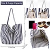 XIAYUPAGU Striped Canvas Tote Handbag for Women Vertical Stripe Large