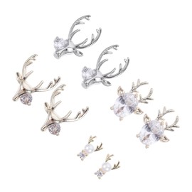 WOONEKY Add Sparkle to Your Nails 16pcs Deer Antler Nail Art Charms Studs and Zircon Jewels Random Style