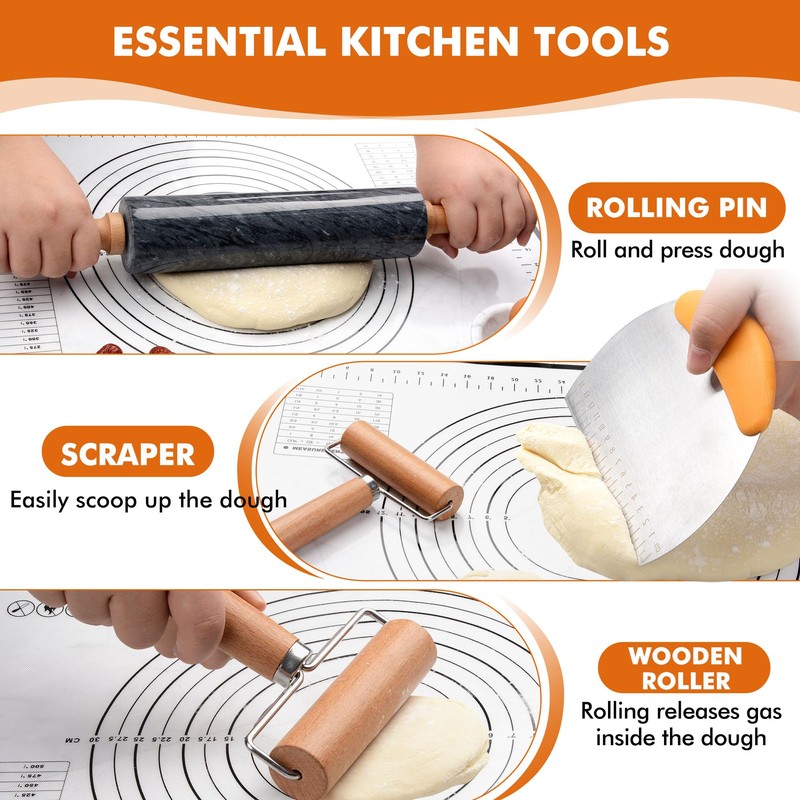 18.5 inches Marble Rolling Pin,Large Non-Stick Dough Roller,for making pizza,