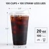 16oz-24oz Crystal Clear Plastic Cups with Strawless Sip-Lids – BPA-free,
