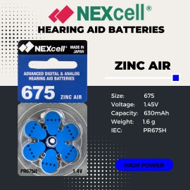 NEXcell Size 675 1.45V Zinc Air Hearing Aid Batteries (180 Pack)