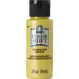 FolkArt Color Shift Acrylic, Yellow Pastel 2 fl oz Premium Metallic Finish Paint, Perfect for Easy to Apply DIY Arts and Crafts, 12006, White