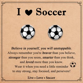GULICX Soccer Gifts for Girls Boys, Silver Soccer Earrings Jewelry Essentials Stuff Accessories, Christmas Birthday Stocking Stuffers Graduation Sports Team Gifts for Teens Women Men Her