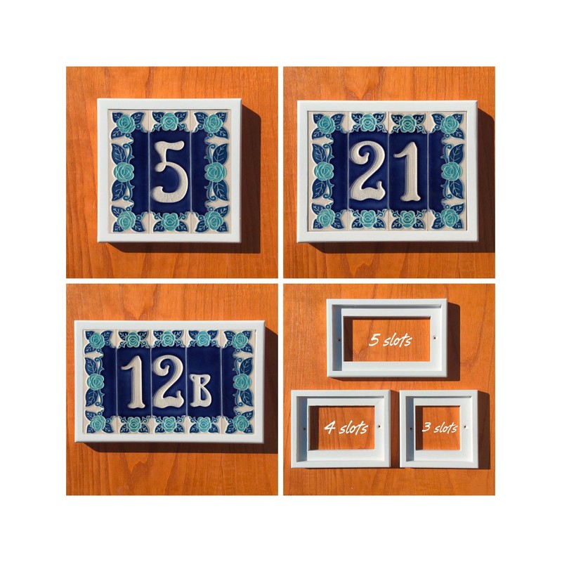 Phosphorescent Hand Painted Italian Ceramic Number & Letter Tiles House
