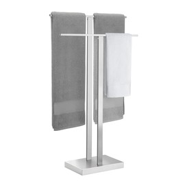 KES Standing Towel Rack Bathroom, Free Standing Towel Rack Floor with Weighted Base 2-Tier, Double Bath Towel Holder 18/8 Stainless Steel Brushed Finish, BTH231-2