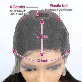 SPOU Body Wave Lace Front Wigs Human Hair HD Transparent Lace Front Human Hair Wigs for Women Frontal Wigs Pre Plucked with Baby Hair Natural Color 180% Density (10 Inch)