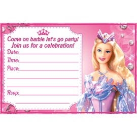 Set of 30 Fashion Doll Girl Pink-Themed Happy Birthday Invitation Cards - Lightweight (230g), Postcard Style Invites for the Perfect Party Pack