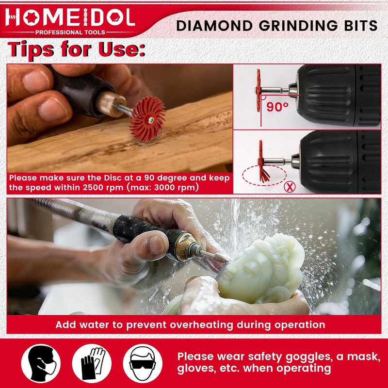 51Pcs Diamond Burr Bits Compatible with Dremel Tool Accessories, HOMEIDOL
