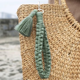 CHUQING Keychain Boho Macrame Key Chain Wristlet Lanyard for Car Key ID Badges Card Wallet Keyring Holder