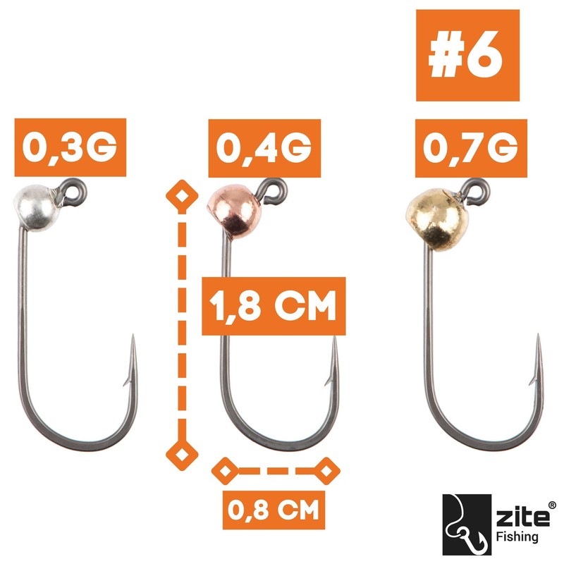 Zite Fishing Tungsten Pro Sharp Jig Hook Set Metallic, Pack
