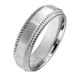 Tapsi´s Coolbodyart® Titanium Ring in Silver with Carved Edge Size 5/6/7/8/9/10/11/12/13, Titanium