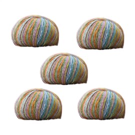 Multicolor Yarn | Multicolored Gradient Cotton Medium-Thick - 5X Soft Yarn Cakes for Crocheting, Hand Dyed Yarn for Sweater Scarf Shawl, Knitting and Crochet Supplies