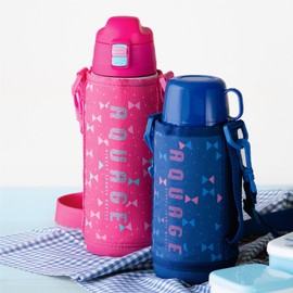 Atlas ANW-600BL Lightweight 2-Way Water Bottle (Direct, With Cup), 20.3 fl oz (600 ml) Bottle, Pouch Included, Blue, Vacuum, Insulated, Double Wall Construction, Double Stainless Steel