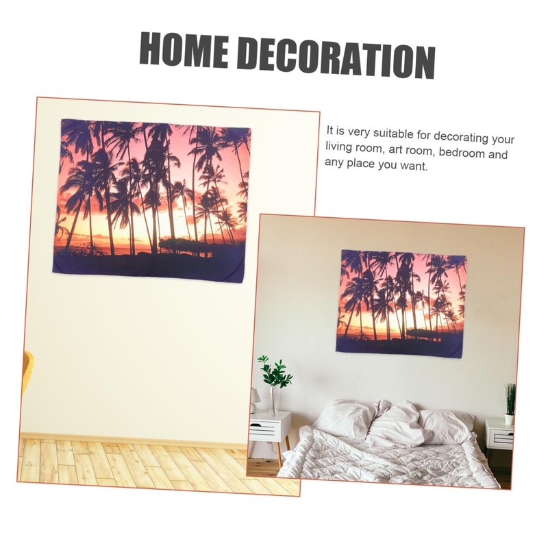 COHEALI 1Set Creative Seaside Landscape Tapestry Beach Coconut Tree Wall