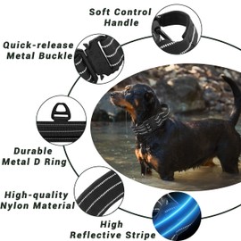 Maiiu Tactical Dog Collar, Adjustable Military Training Reflective Nylon Dog Collar with Control Handle, Heavy Duty Metal Buckle for Medium and Large Dogs(M, Black)