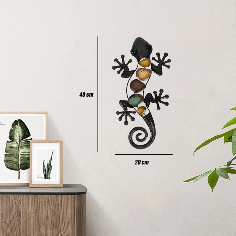 Dexlyn Metal Gecko Garden Decoration, Metal Wall Decoration, Lizard Sculpture,